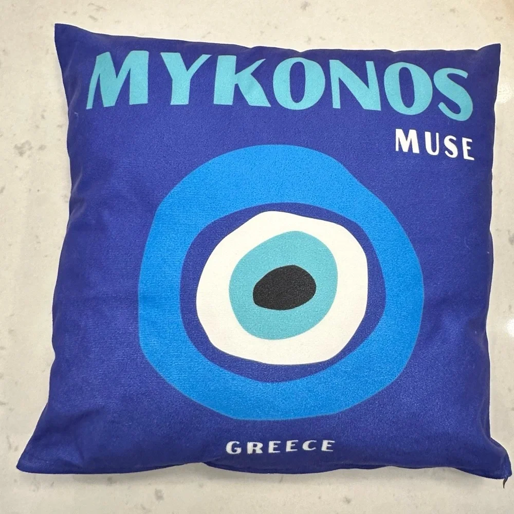 Set of 4 Decorative Miami Beach, Palm Beach, Bondi Beach & Mykonos Pillows